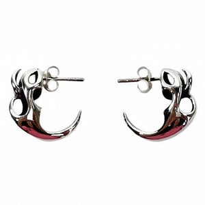 Flame Claw Sterling Silver Stud Earrings, flame claw earring pair front
