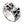 Flame Skull Sterling Silver Biker Ring, ring three quarter