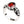 Side angle view of red stone statement ring with intricate fleur de lis scrollwork in 925 silver