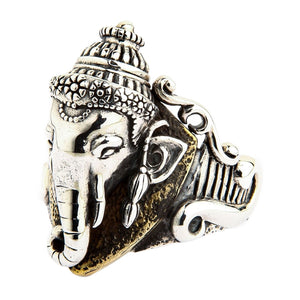 Ganesh statementring i 925 sterlingsilver, Ganesh ansikte i vinkel