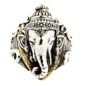 Ganesh statementring i 925 sterlingsilver, Ganesh ansikte framifrån