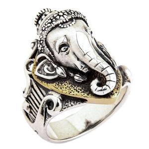 Ganesh statementring i 925 sterlingsilver, Ganesh trekvartsprofil från höger
