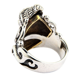 Ganesh statementring i 925 sterlingsilver, virvelmönster på skenans baksida