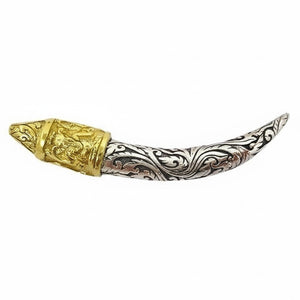 Ganesha-slagtandhanger van sterling zilver met gouddetail, gravure op de achterzijde van de slagtand