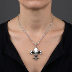 Granat Fleur-de-Lis Anhänger aus 925 Sterlingsilber