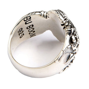Bague croix médiévale en argent sterling et grenat, bague vue de dos