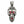 Tribal schedelhanger van sterling zilver met granaat, voorkant granaatschedel