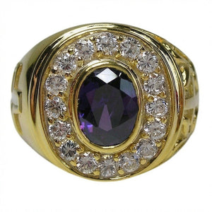Bague d'évêque à croix plaquée or avec halo d'améthyste, halo d'améthyste