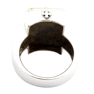Bague en argent sterling 925 à croix des Écritures plaquée or, intérieur arrière de l'anneau en argent poli