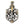 Ciondolo a scudo in argento sterling con crocifisso dorato — vista frontale