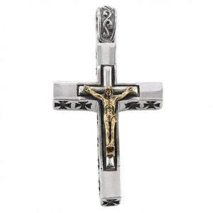 Gold-Plated Jesus Sterling Silver Crucifix Pendant, crucifix front