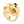 Anillo de calavera de latón bañado en oro de 14k, ángulo bajo que muestra la calavera en relieve y la banda sobre fondo blanco