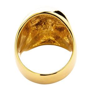 Anillo de calavera de latón bañado en oro de 14k, interior trasero de la banda de calavera bañada en oro