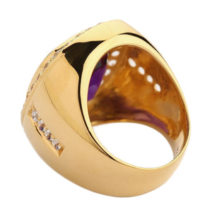 Gold-Plated Natural Amethyst Halo Ring, interior view of the ring shank showing the solid construction and hallmark