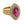 Gold-Plated Red CZ Crozier Bishop Ring. Gold halo white background.
