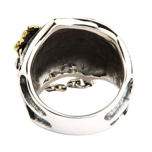 Anillo gótico de plata de ley con araña chapada en oro, sello interior del anillo