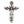 Ciondolo crocifisso a cattedrale gotica in argento sterling, vista frontale del ciondolo a crocifisso gotico artigianale in argento sterling 925 con Cristo