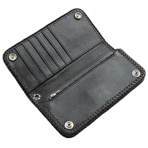 Gothic Cross Stingray Leather Biker Wallet, open wallet interior