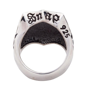 Bague bouclier fleur de lys gothique en argent sterling, côté opposé de la bague