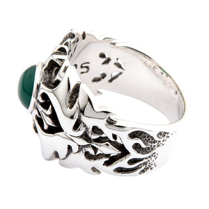 Bague tribale en argent sterling et agate verte, côté opposé de la bague