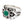Bague tribale en argent sterling et agate verte, bague vue trois quarts gauche