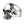Schedelring van sterling zilver met groen oog, linkerprofiel