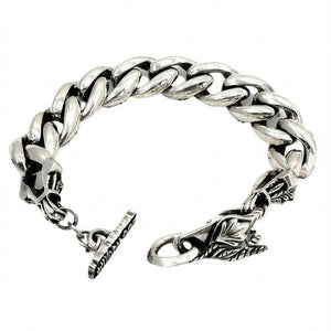 Pulseira de elos tribais e grifo em prata de lei 925, parte inferior dos elos da pulseira
