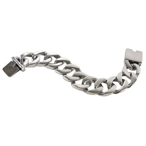 Heavy Cuban-Link Sterling Silver Bracelet, push lock clasp open
