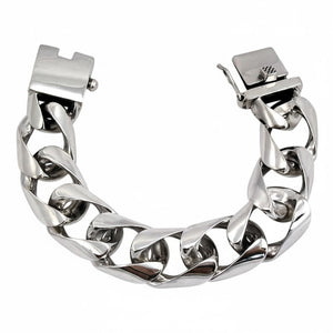 Schweres Panzerketten-Armband aus Sterlingsilber, Gesamtansicht des Panzerarmbands