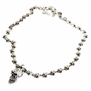 Heavy Skull-Link Sterling Silver Necklace, coiled skull necklace