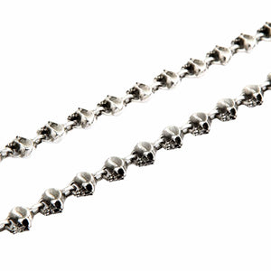 Heavy Skull-Link Sterling Silver Necklace, individual skull link detail