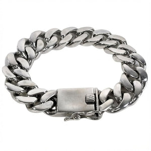 Heavy sterling silver cuban link bracelet — closed clasp view