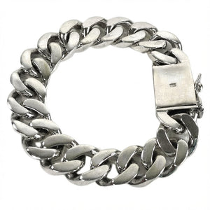 Heavy sterling silver cuban link bracelet — full circle view