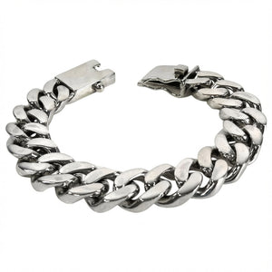 Heavy sterling silver cuban link bracelet — open clasp view