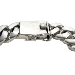Heavy sterling silver cuban link bracelet — safety latch closed