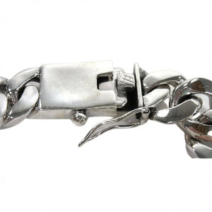 Heavy sterling silver cuban link bracelet — safety latch open