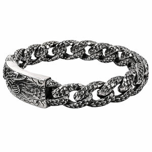 Heavy sterling silver dragon id bracelet — hallmark view