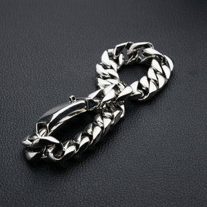 Heavy silver bracelet clasp detail showing  secure box clasp mechanism