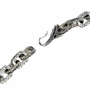 Heavyweight Sterling Silver Dragon Chain Necklace — dragon clasp side detail