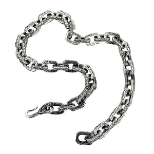 Heavyweight Sterling Silver Dragon Chain Necklace — full chain on white