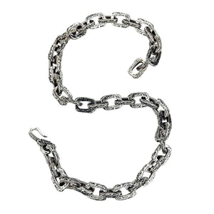 Heavyweight Sterling Silver Dragon Chain Necklace — open dragon clasp layout