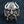 Horned Warrior and Shield Sterling Silver Ring shown in warrior face on denim view.
