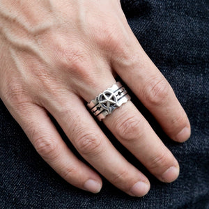 Horseshoe Star Sterling Silver Band Ring, worn on the hand