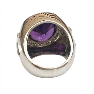 Natural Amethyst Sterling Silver Bishop Ring, underside setting
