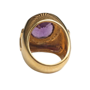 Natural Amethyst Gold-Plated Bishop Ring, inner band