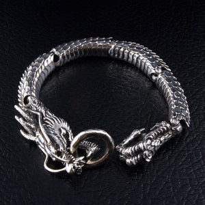 Japanese Dragon Sterling Silver Bracelet, dragon bracelet three quarter