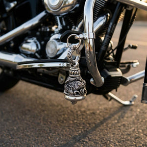 Colgante de campana koi japonesa en plata de ley, campana sobre motocicleta