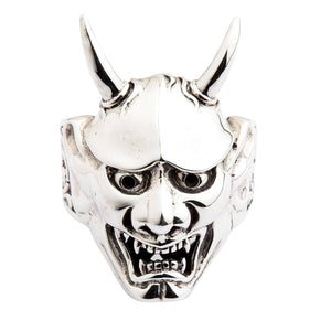 Japansk Oni-maskring i sterlingsilver, framifrån