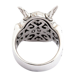 Japansk Oni-maskring i sterlingsilver, vy av ringskenans insida