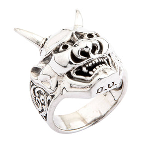 Japansk Oni-maskring i sterlingsilver, vy ovanifrån